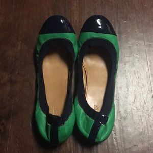 J Crew Ballet Flats Womens Sz 6.5 Green Black
